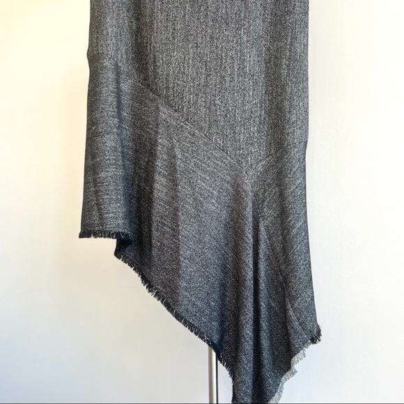 Anne Klein Black & White Tweed Asymmetrical Fringe Midi/Maxi Skirt Size 16 - Picture 5 of 12